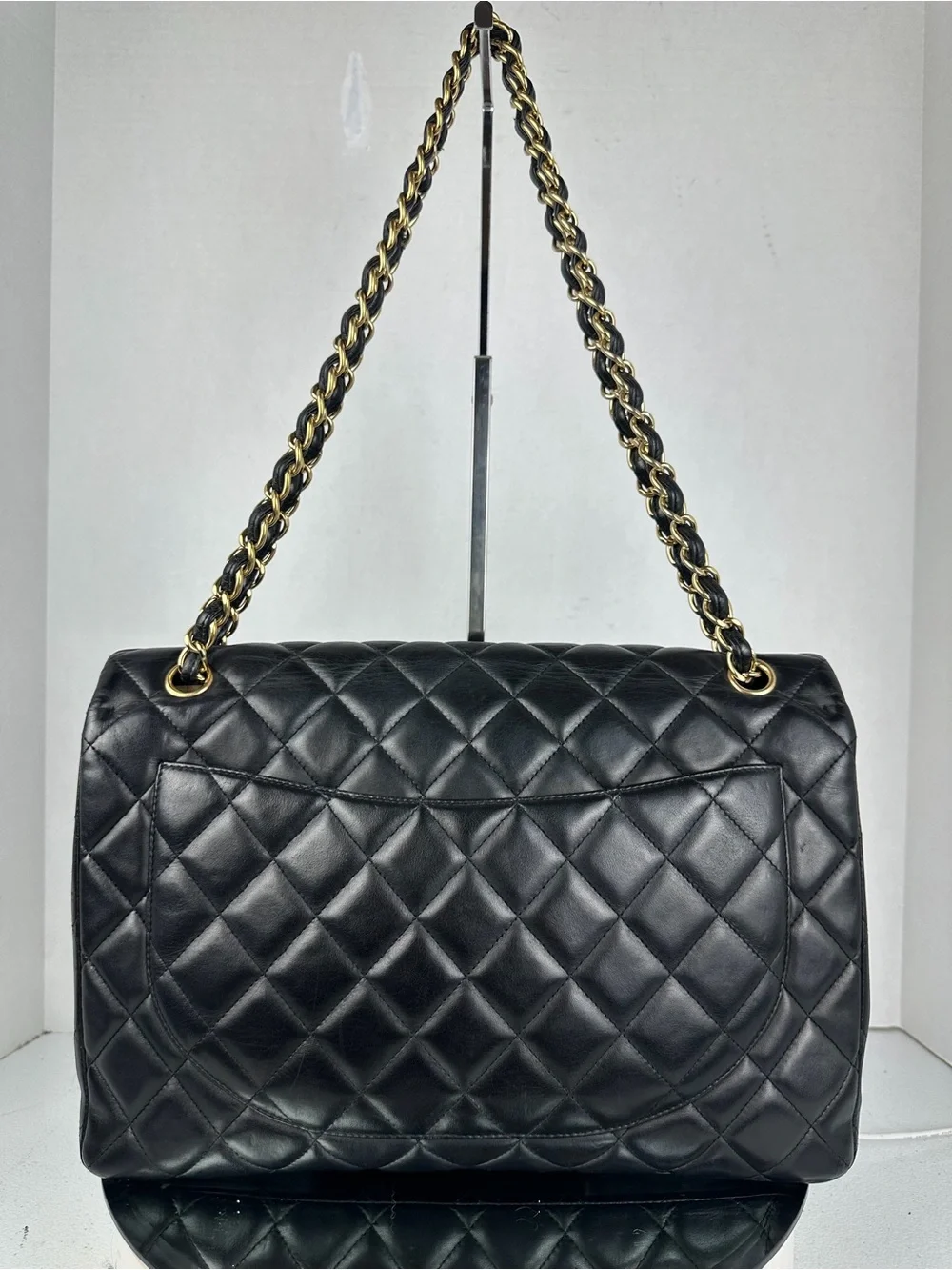 CHANEL CC MAXI JUMBO LAMBSKIN LEATHER FLAP BAG GHW